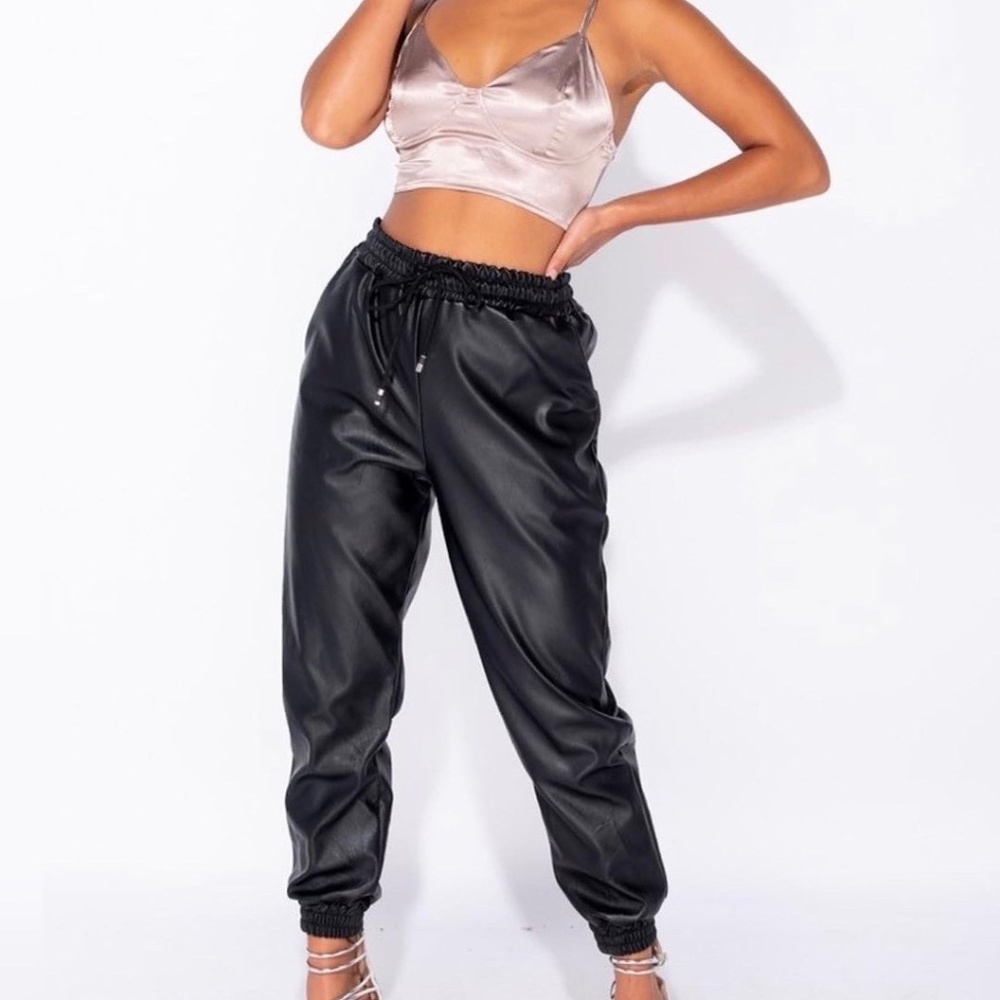 Faux Leather Joggers